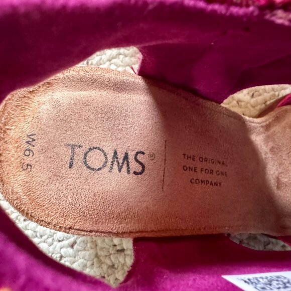 pink TOMS heeled peep-toes w/ zip closure & geometric pattern, women's size 6.5 - Picture 9 of 11